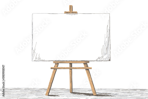 Blank canvas on wooden easel ready for artistic creation and inspiration