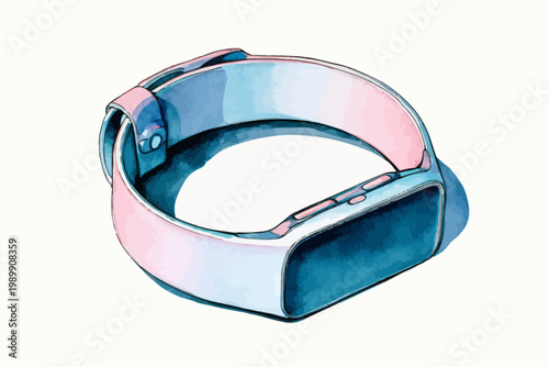 Smartwatch with pastel colors and soft shadows on white background