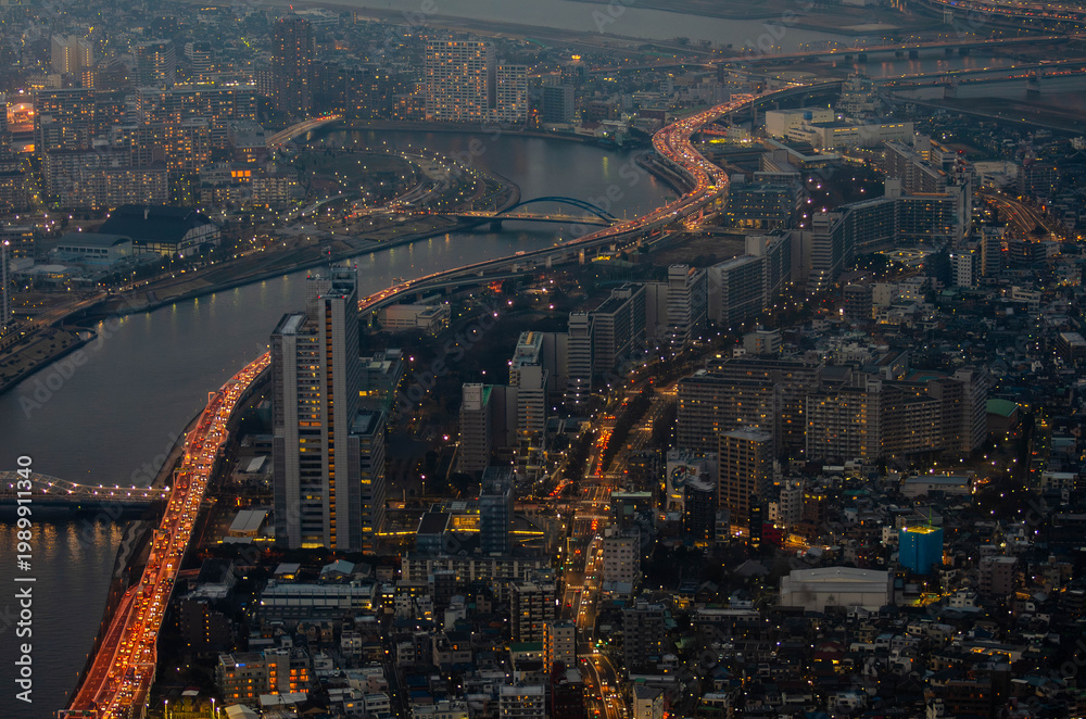 Fototapeta premium Tokyo Night Cityscape and Highways