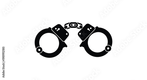 Black handcuffs displayed against a white background a symbol of restraint silhouette