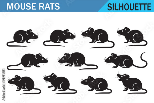 Mouse rat silhouette pack with varied standing and running poses