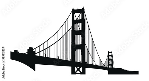 Striking black silhouette of the golden gate bridge san francisco california silhouette