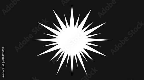 A bright white starburst radiates sharp lines outward on a dark background.