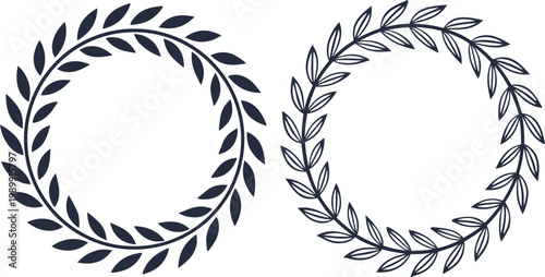 Minimal wreath set with clean circle shapes laurel leaves