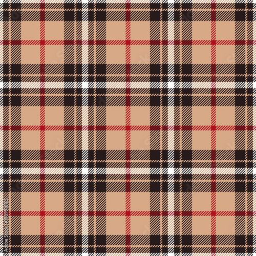 Check seamless pattern. Classic big checks background. Repeated gingham timeless patern. Design prints Scottish style. Repeating texture checkered plaid. Repeat chess woven fabric. Vector illustration
