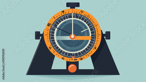 Illustration of an instrument with a circular dial and needles, mounted on a triangular base