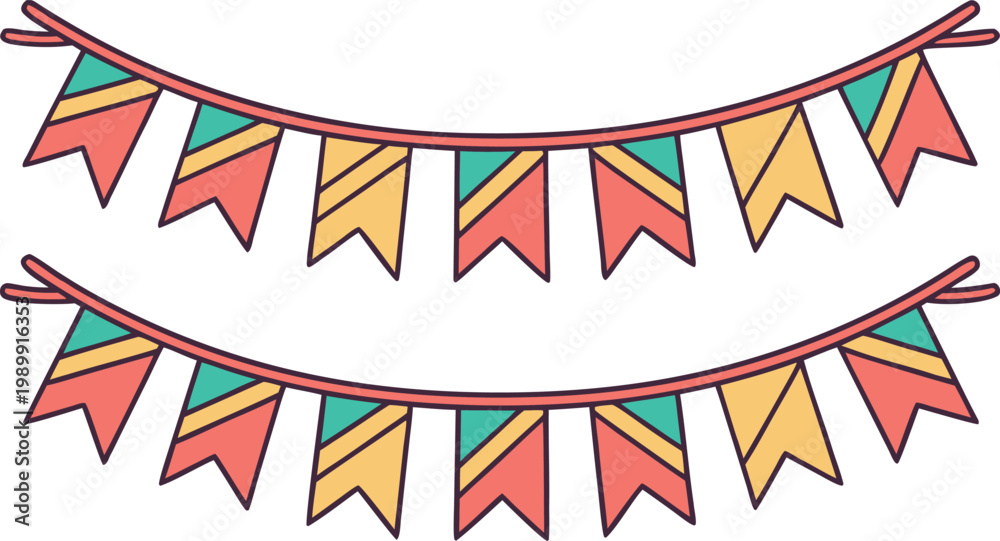 Obraz premium Colorful paper flag garland hanging in a row colorful garland