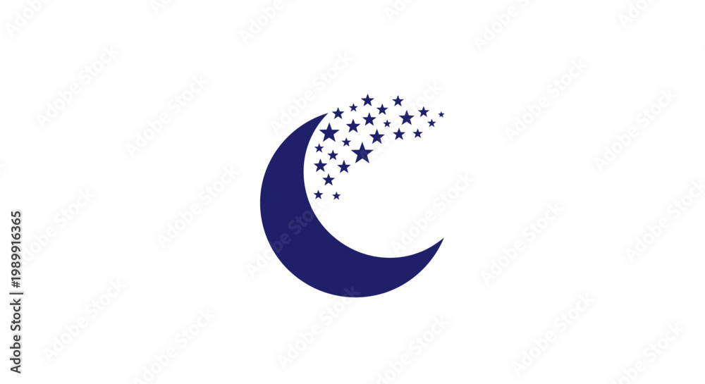 Fototapeta premium a blue crescent moon with stars.