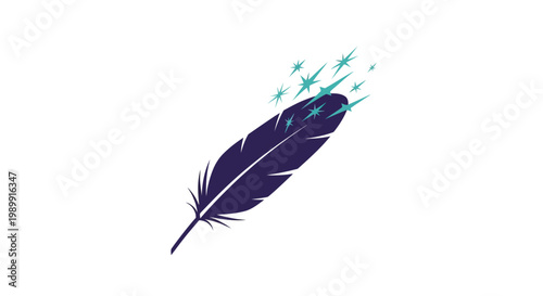 a dark blue feather with sparks.