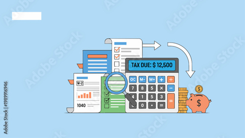 Tax calculation finance accounting business illustration