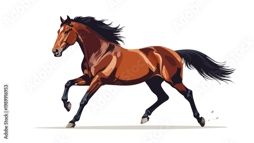 running horse isolated on white