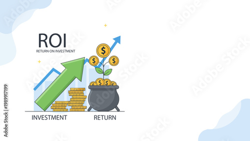 Return on investment ROI finance business growth concept