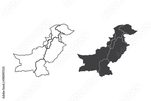 black and outline Pakistan map