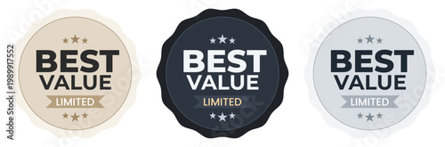 Collection of best value promotional stickers for retail shopping and discounts