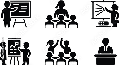 Presentation Silhouette Icon Collection Set