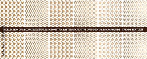 Luxury islamic seamless patterns, arabic decorative ornaments with stars and swirls. Vintage backgrounds set ,elegant vector ornament for wallpaper, fabric, paper, invitation print. Oriental collectio