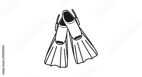 A pair of black flippers presented in a stark minimalist silhouette