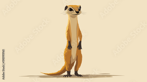 Digitized cartoon illustration of a slender, standing animal, with textured fur, on a plain background