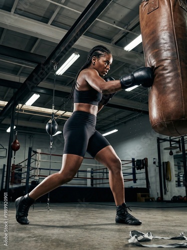 young woman with boxing gloves