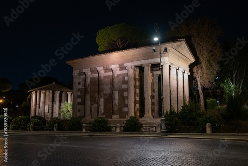 Temple of Portunus at night - Rome, Italy