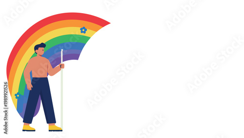 Person Holding Rainbow Flag Banner