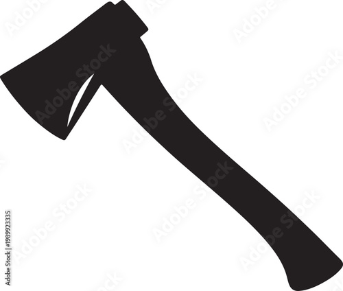 Silhouette of sharp wooden axe for forestry and construction work.