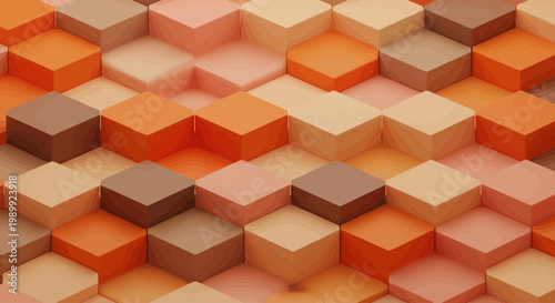 Abstract geometric pattern of 3D cubes in warm gradient colors