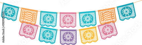 Colorful Papel Picado Banner Decoration mexican fiesta
