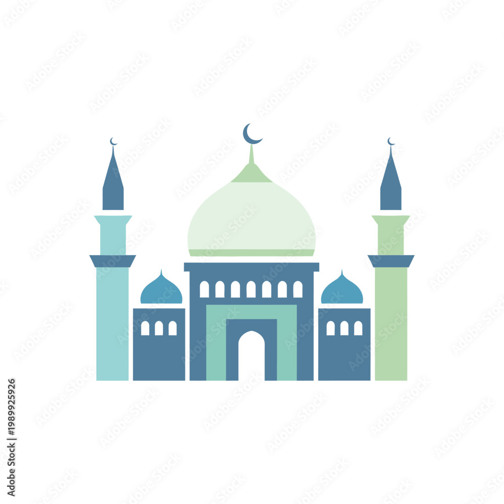 Fototapeta premium Islamic Mosque Icon - a stylized representation of a mosque with domes and minarets
