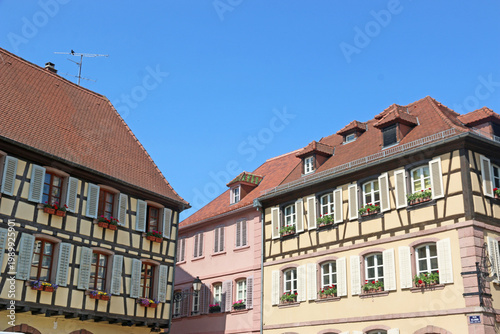 Street in Ribeauville, Alsace, France	