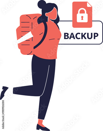 Backpacker creates a secure data backup to protect her personal information.