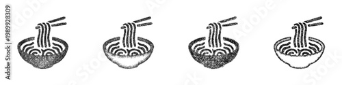 Sketch ramen icon design set