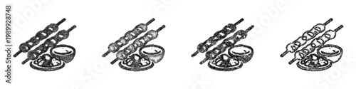 Sketch turkish kebab icon design set