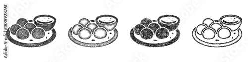Sketch falafel icon design set