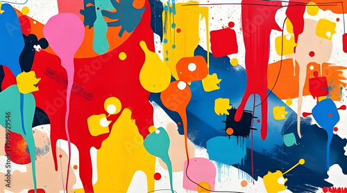 abstract, vibrant, colorful, bold, paint, art, texture, modern, design, creative, canvas, bright, splash, dynamic, background, illustration, composition