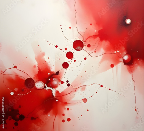 abstract painting, red splatter, paint drips, geometric shapes, expressionist art, modern canvas, artistic texture, creative design, white background, paint splash, abstract composition, contemporary 