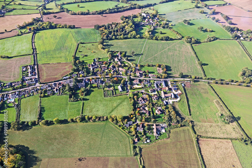 Aerial view of the fields of North Devon , England	