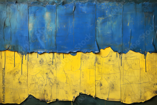 Encaustic Art Depicting Ukrainian Flag Symbolism