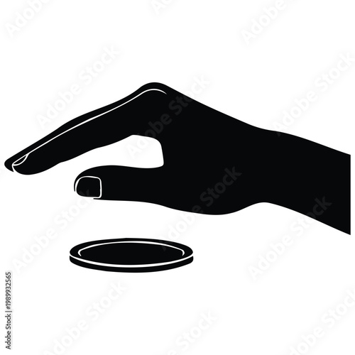 Human hand protecting single coin vector illustration showing financial security concept.