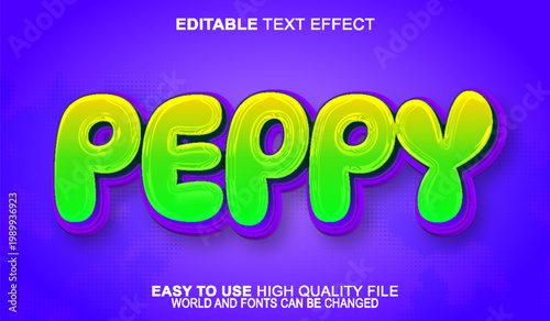  Peppy Energetic Cheerful Vibrant Typography Design Vector Fully Editable Smart Object Text Effect