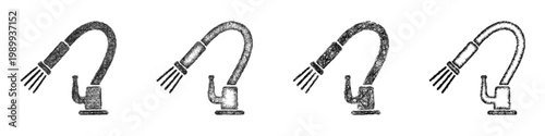 Sketch pull out faucet icon design set