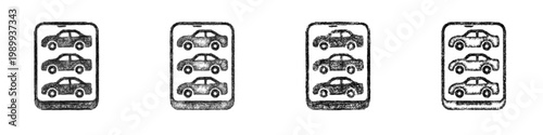 Sketch toy car set icon design set