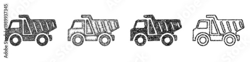 Sketch toy dump truck icon design set