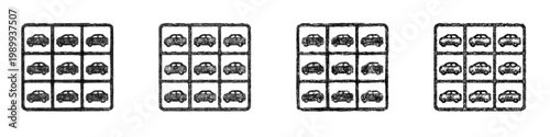 Sketch toy car collection icon design set