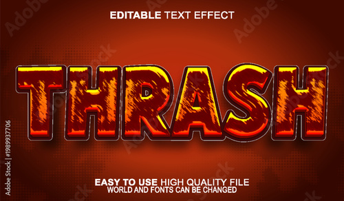  Thrash Metal Aggressive Loud Typography Design Vector Fully Editable Smart Object Text Effect