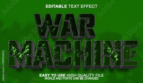  War Machine Military Armored Combat Typography Design Vector Fully Editable Smart Object Text Effect