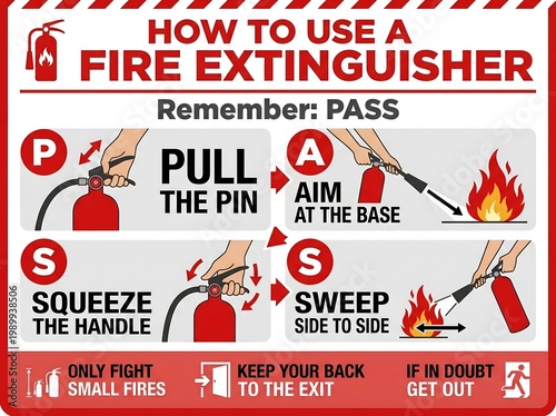 How to use a fire extinguisher pass method safety instructions