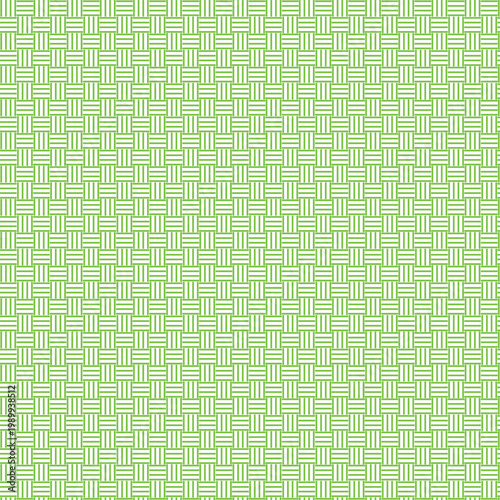 Green and white seamless woven grid texture minimal geometric vector background for textile wallpaper and digital design