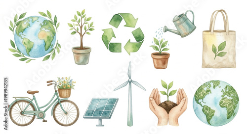 Earth Day and Sustainability Environment Concept Elements