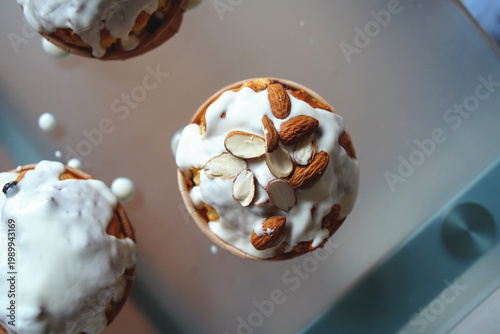 Easter cake decorating with almonds